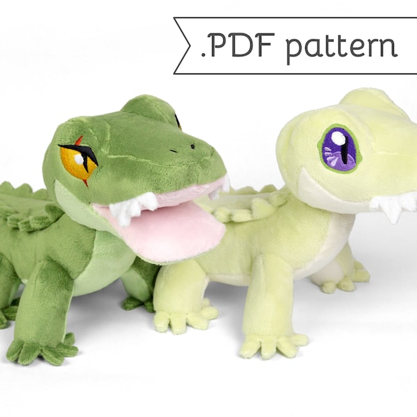 Alligator Plush Sewing Pattern .pdf Tutorial Gator Lizard