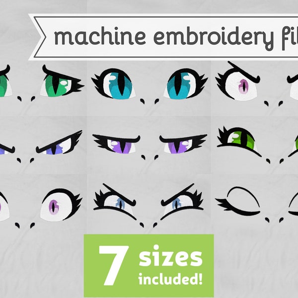 Expressive Dragon Eyes Machine Embroidery File Design for Plush 7 Sizes