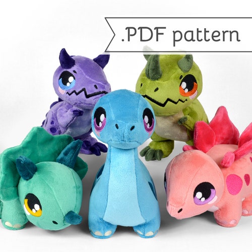 Herbivore Dinosaurs Plush Sewing Pattern .pdf Tutorial | Etsy