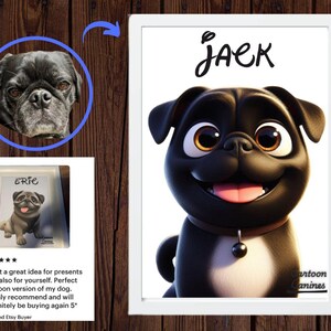 Framed Pet Cartoon Art Print - A4 Size Custom Illustration on Premium Card | Pets, A4, Personalised, Customisable