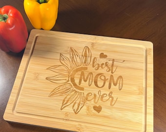 Tabla de cortar de bambú grabada con láser personalizada – Tabla de embutidos – Regalo ideal para fiestas, inauguración de casa o aniversario – Decoración/Utensilio de cocina