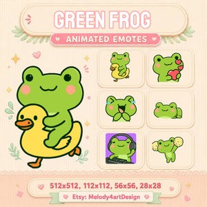 Frog Emote Bundle - 6 Animated Emotes for Twitch and Discord - GIF and PNG Files
