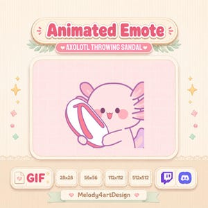 Axolotl Animated Emote – Sandal Throw GIF for Twitch & Discord | VTuber Streaming Emote