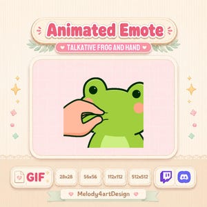 Talkative Frog and Hand Emote – Animated Twitch & Discord GIF, Instant Download