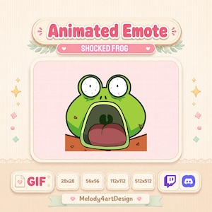 Emoticono animado de rana sorprendida / GIF de reacción de asombro / Reacción divertida