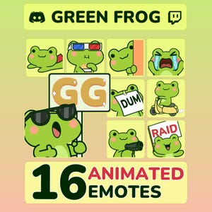 16 animierte Frosch Emotes Pack - Twitch & Discord bereit, Sofort Download GIF