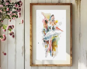 4 high-resolution JPG, Ballerina, Printable wall art, Ballet Girl, Modern Watercolor Painting, Ballet Dancer Art, Colorful Wall Decor Print