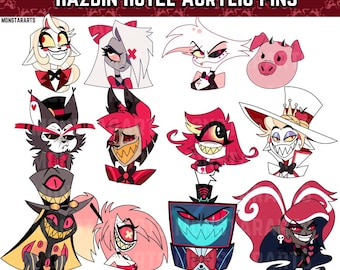 Fan Made Hazbin Hotel 2'' Clear Acrylic Mirror Pins