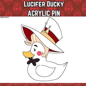 Fan Made Lucifer Morningstar Duck Hazbin Hotel 2'' Clear Acrylic Mirror Pins