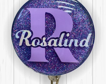 Personalized Glitter Badge Reel | Custom Name Badge Holder | Nurse ID Reel | Teacher Badge Clip | Aesthetic Work Accessories