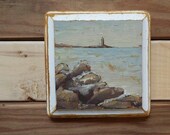 sachuest point light - oil painting - 4 x 4