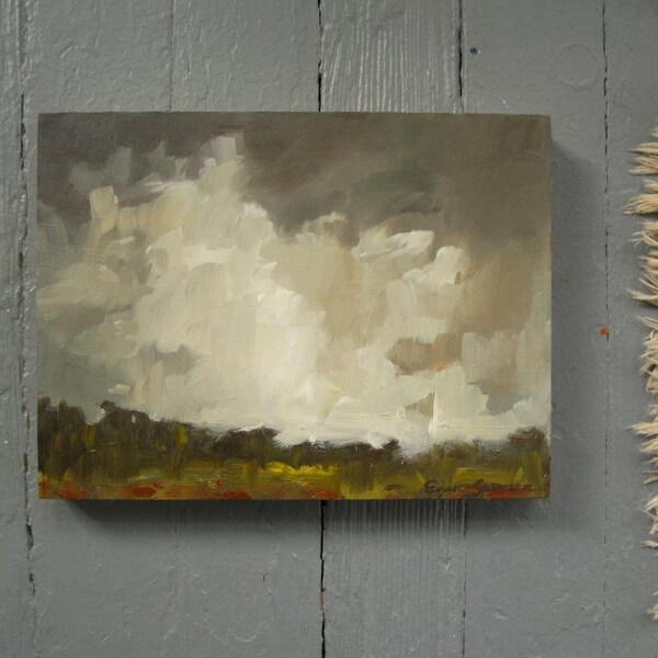 sky over new york - oil painting - 6 x 8