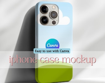 White iPhone Case Mockup: Studio Scene Canva Template (Digital Download)