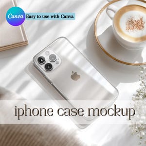 iPhone Transparent Case Mockup Canva Template Bright Aesthetic Instant Download Clear Case Mockup Ready to Use