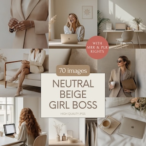 Beige Business Stock Photo Bundle: 70 Girl Boss Images (Digital Download)