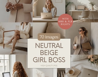 Conjunto de fotos de stock de negocios en beige: 70 imágenes de jefas (descarga digital)