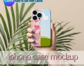 iPhone Case Mockup Canva Template, White Case (Digital Download)