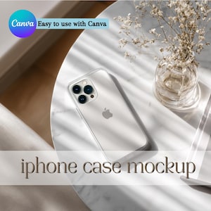 Transparent iPhone Pro Case Mockup Canva Template Aesthetic Mockup Phone Clear Case Instant Download Flat Mockup