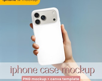 Maqueta de funda para iPhone 17 Pro: Plantilla de Canva y PNG (Descarga digital)