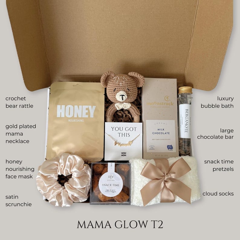 New Baby Gift Box Baby Shower Newborn Gift Basket, Gender Reveal Gift Set, New Mom First Pregnancy, Congrats New Parents, Prenatal Maternity Mama Glow T2