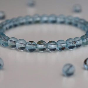 Aquamarine, 6mm Beads Stretch Bracelet