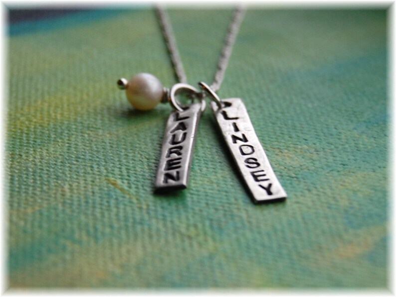 Lovely...two Name Tags Personalized Necklace With Option for Etsy