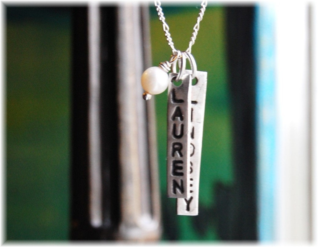 Lovely...two Name Tags Personalized Necklace With Option for Etsy