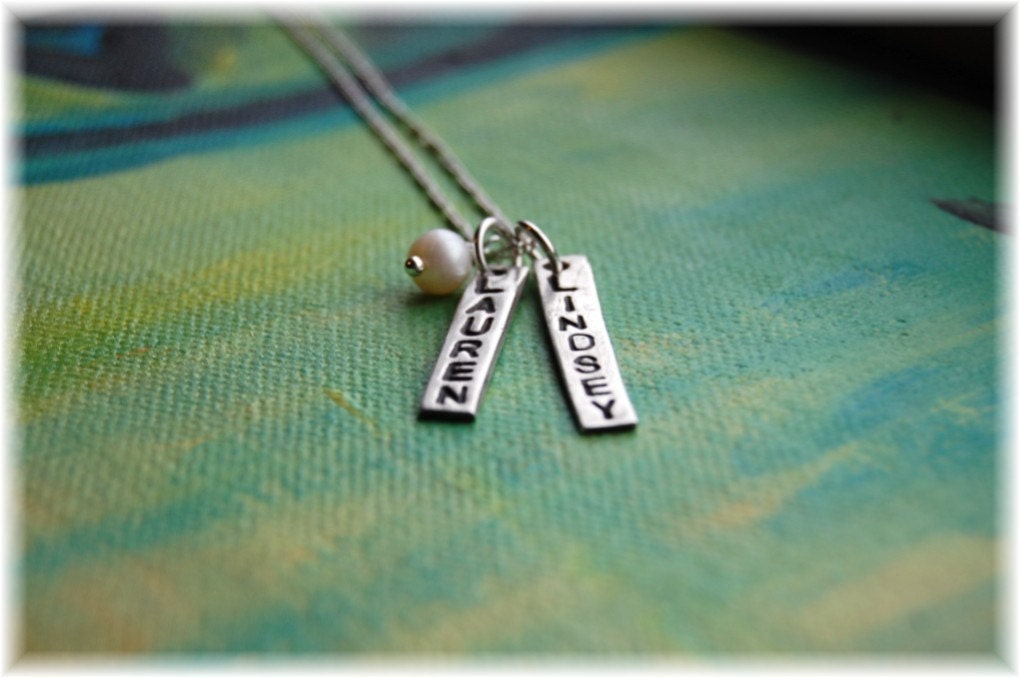 Lovely...Two name tags personalized necklace with option for Etsy