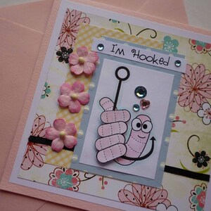 I'm Hooked - Biglietto di auguri con simpatico verme all'amo