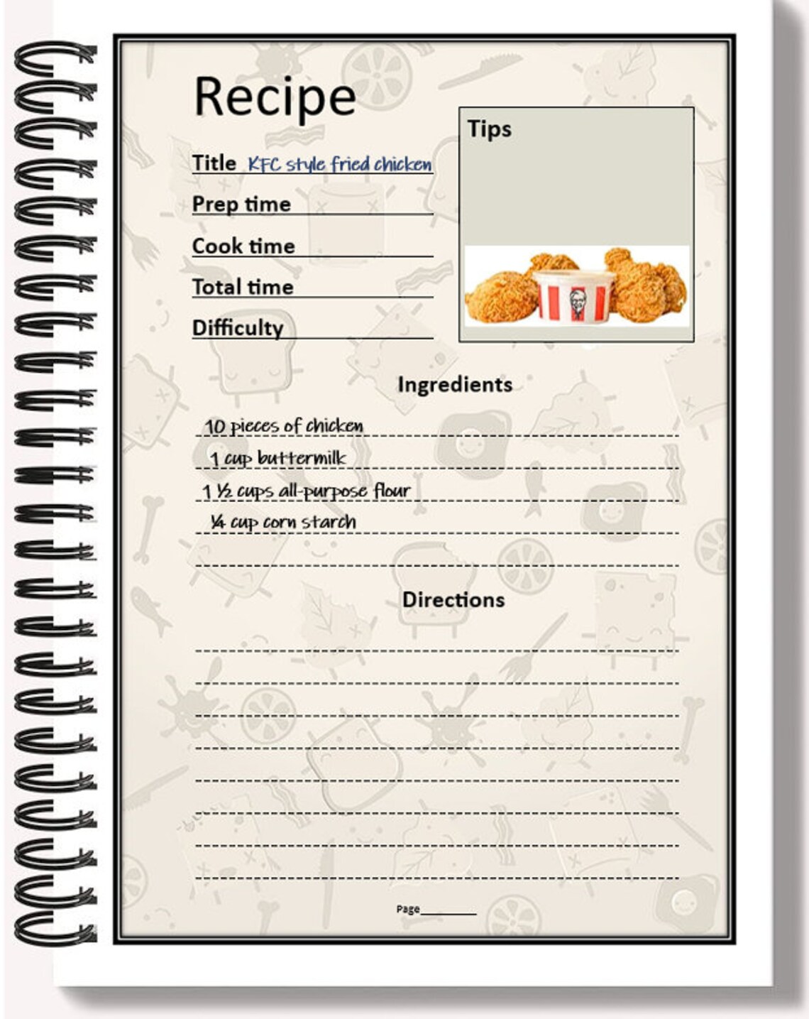 Printable Recipe Card| Kithen | Food Cards | Printable | for Home | - Etsy