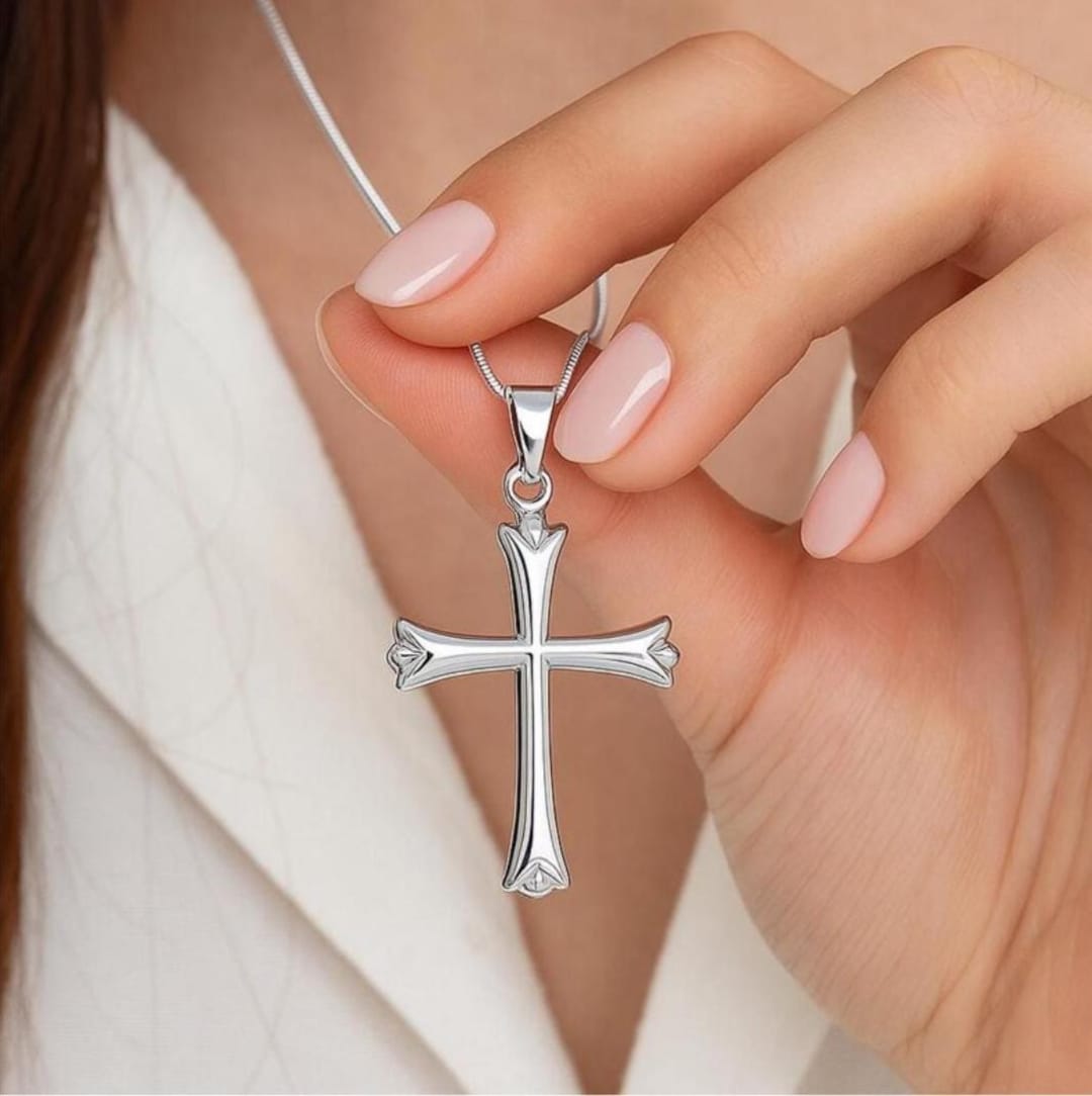 925 Sterling Silver High Scroll Cross Pendant With 22