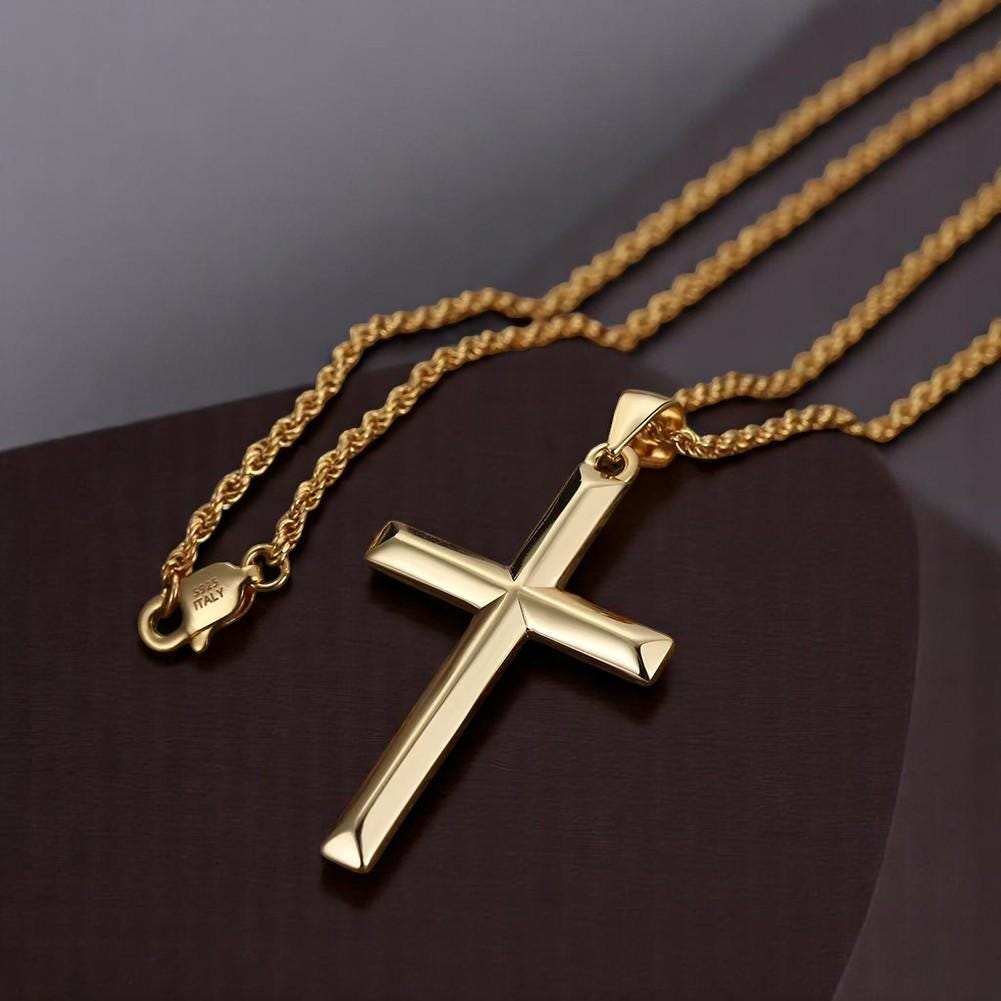 Cross Necklace In 18k Gold for Men & Women – Christian Pendant, Religious Jewelry, Gift for Her, Gift For Him, Anniversay Gift, Wedding Gift