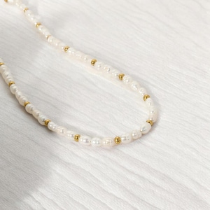 Collar de perlas de agua dulce para mujer, cuentas de acero inoxidable resistentes al agua, collar elegante para mujer, regalo para ella, collar de perlas