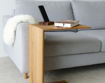 Beistelltisch C-Form Eiche Massivholz