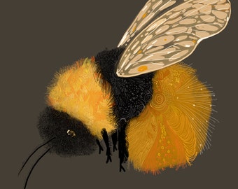 Bumble Bee, Digital Art, Print, 8"x8"