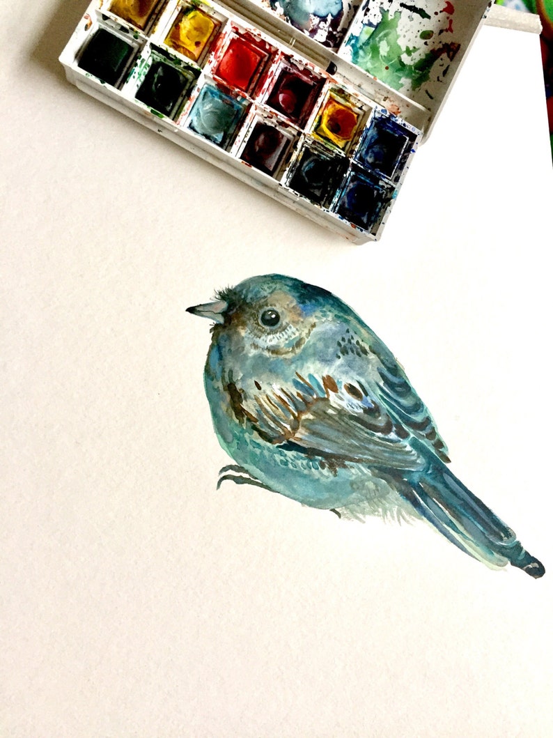 Bird Watercolor Painting, Original Art, Junco Bird 9x12 image 3
