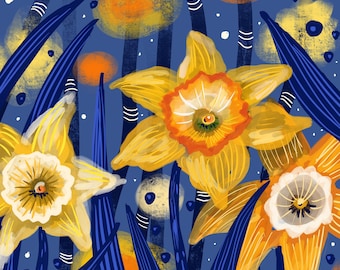Daffodils, Print, 8"x8"