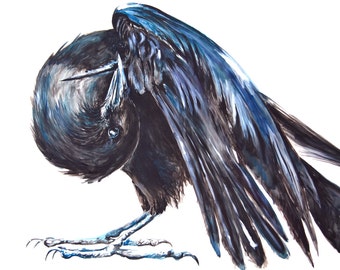 Watercolor Painting, Crow Painting, Original, 3'x4'8"