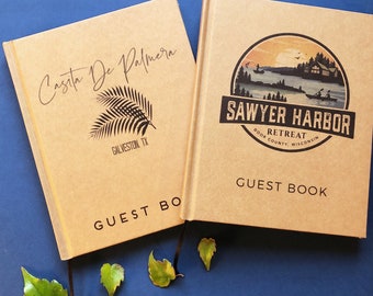 Custom Vacation Rental Guest Book · Logo on Cover · Mountain Cabin Welcome Book · Lake House, Beach Condo Decor · Realtor Closing Gift