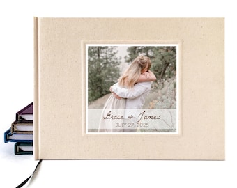 Photo Guest Book for Wedding · Personalized Photo Cover · Layflat Pages · Linen