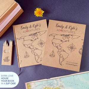 Custom World Travel Journal · Color In The Map · Gift for Couples · Personalized Adventure Book with Layflat Pages: Blank, Lined or Prompted image 9