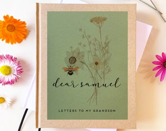 Letters to my Grandson Journal · Great Grandma Gift · Wildflower Bouquet Art · Personalized Baby Memory Book