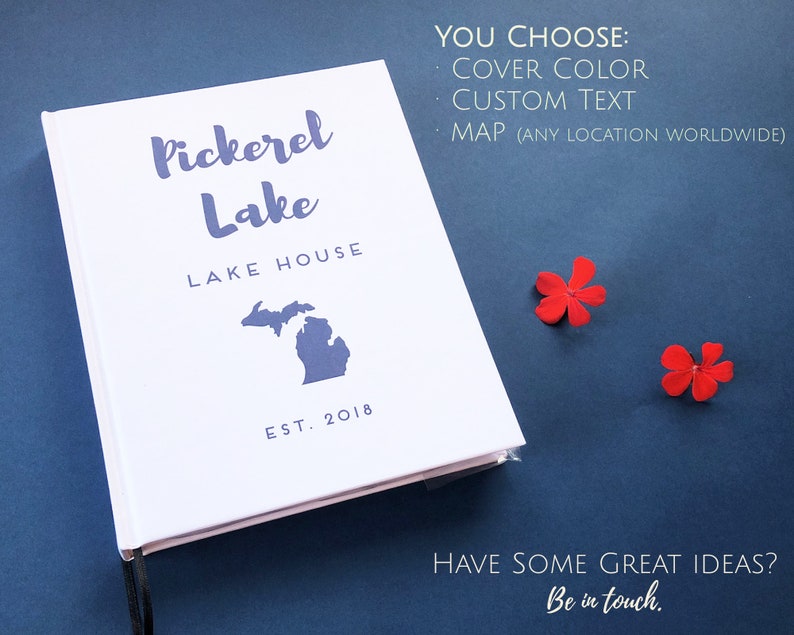 Custom Vacation Home Guest Book Lake Map Gift for Family Etsy