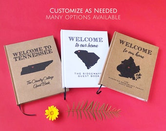 Custom Family Home Guest Book · State Map · Gift for New Home · Housewarming Gift · State Love Map Guest Book · New House Gift · Moving Gift