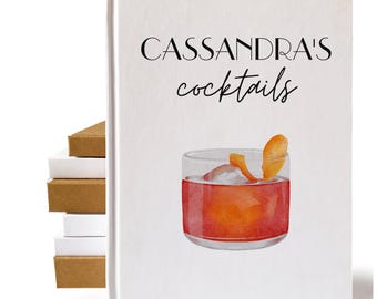 Custom Cocktail Recipe Book · Personalized Mixology Gift · Blank or Lined Notebook