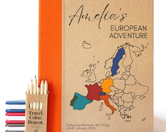 Travel Scrapbook for Teens · Color In the Map · Personalize As Needed Inside & Out · Add a Travel Checklist and Gift Box Upgrade