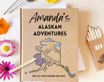Custom Alaska Travel Journal · Color in the Map · Fun Guided Memory Book with Prompts · Adventure Gift Idea for Cruise