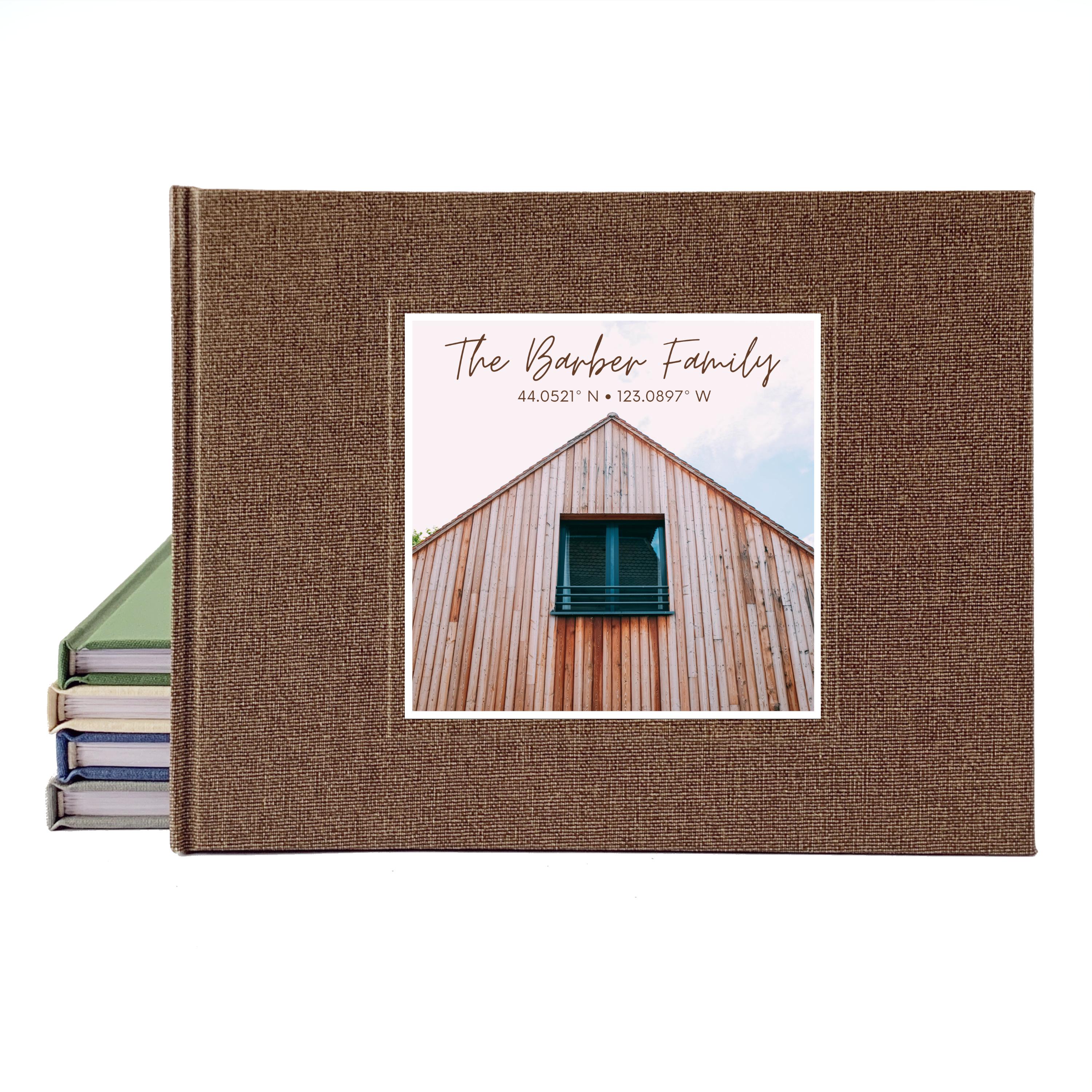 Family Home Guest Book * Personalized Housewarming Gift * Hardback Linen Cover * Handcrafted Heirloom Memory Book * Photo on Cover