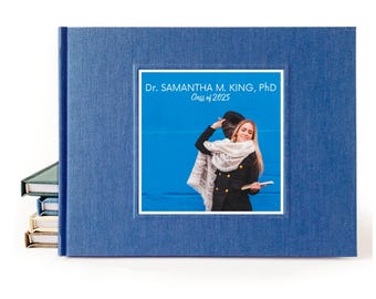 Customizable Graduation Guest Book • Photo Memory Book & Gift Box