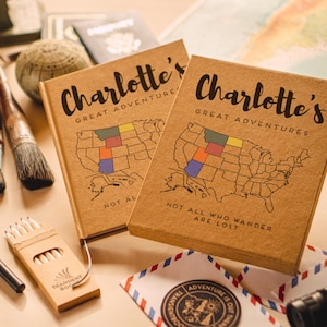 Personalized Travel Journal for Kids & Teens · Scratch Off Map · Optional Gift Box Upgrade · Blank, Lined or Prompted Pages · Handcrafted